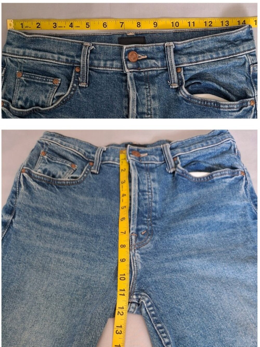 MOTHER Tomcat Ankle Fray Jeans Arigato Mr Roboto High Rise Straight | Size 29 - Picture 9 of 15